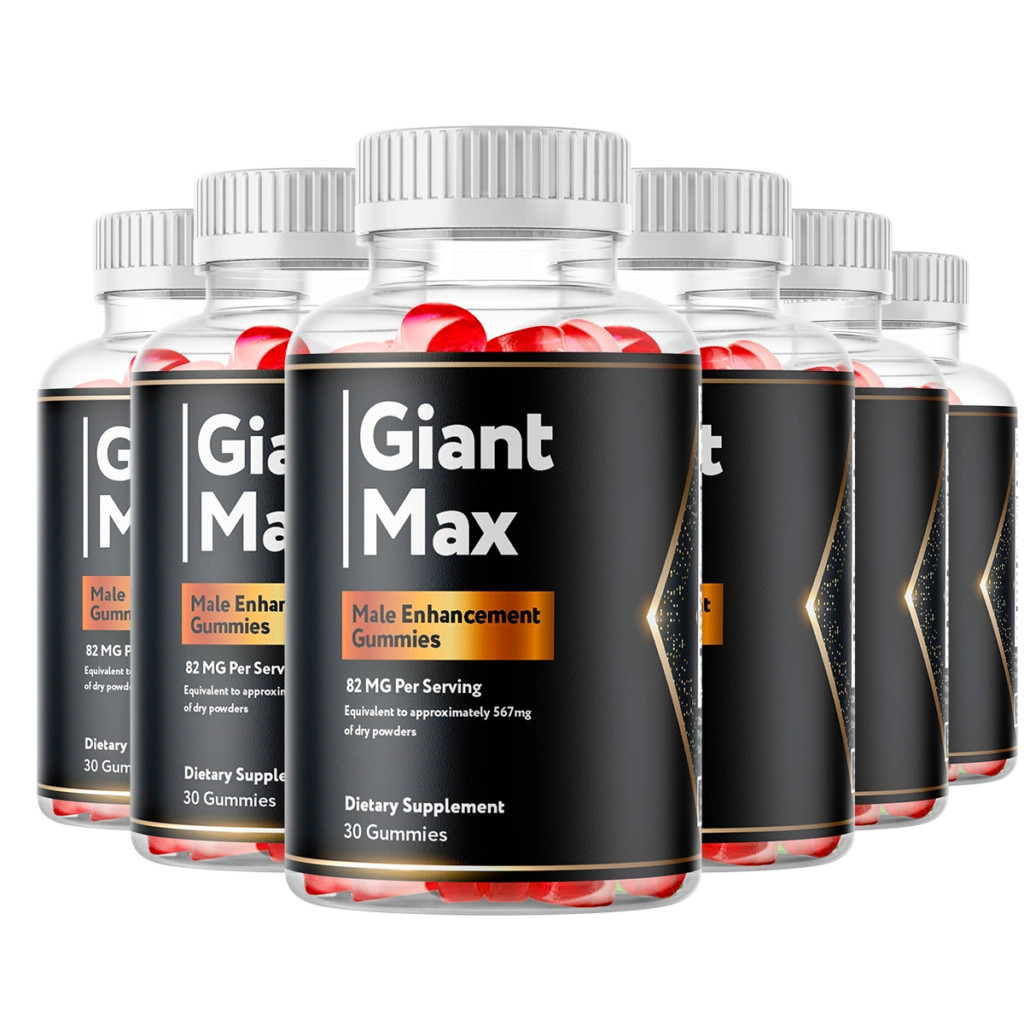 Giant Max 6-bottle pack — premium dark glass bottles with gold label — America's #1 natural male vitality supplement — 180-day supply