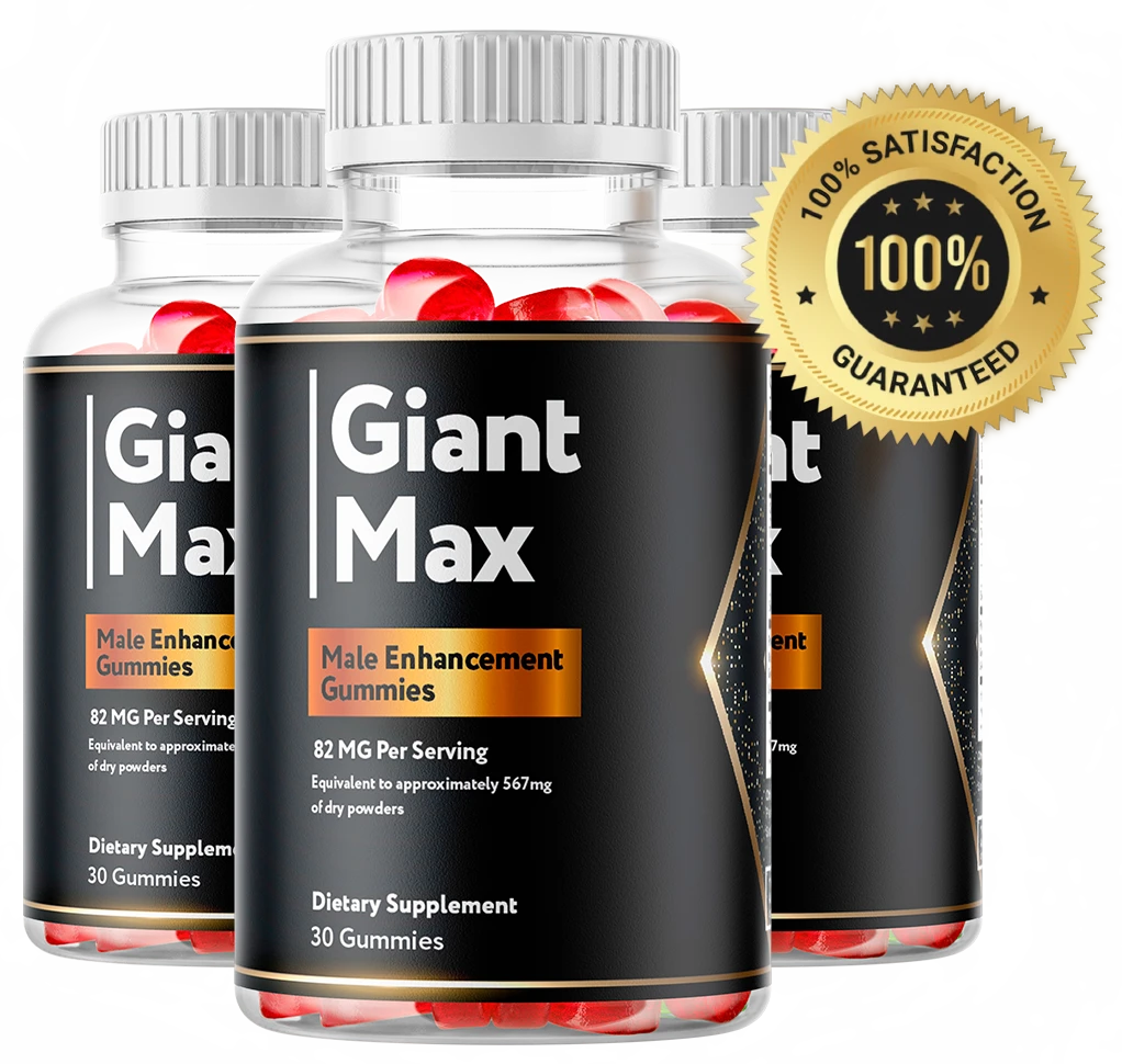 Giant Max single dark bottle with 60-day satisfaction guarantee seal — FDA-registered GMP-certified natural male performance supplement USA