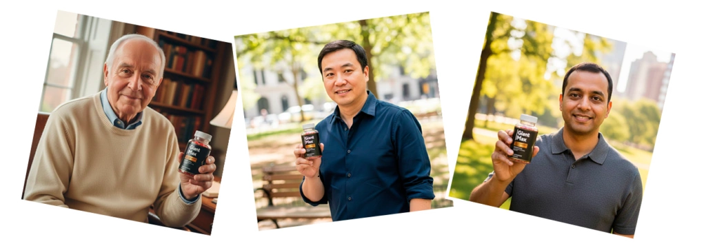 Group of satisfied Giant Max customers — verified American men who restored their performance and vitality with the natural supplement